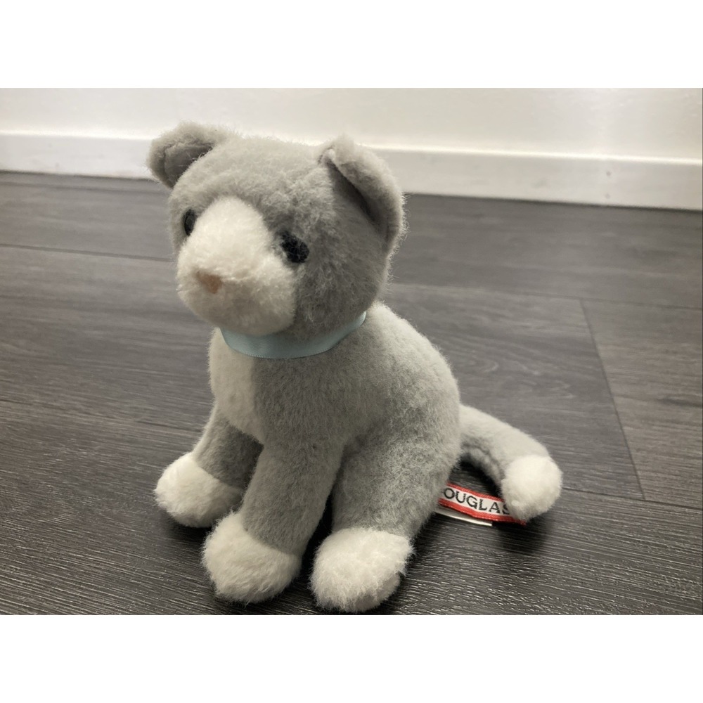 Douglas Cuddle Toys Mini Gray Cat Blue Collar #1580 Plush Stuffed Animal
